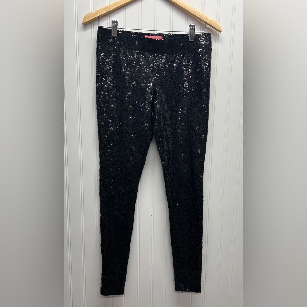 Tipsy Elves Black Sequin‎ Leggings Sz S